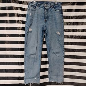 Old Navy Light Blue Straight Leg Distressed Jeans